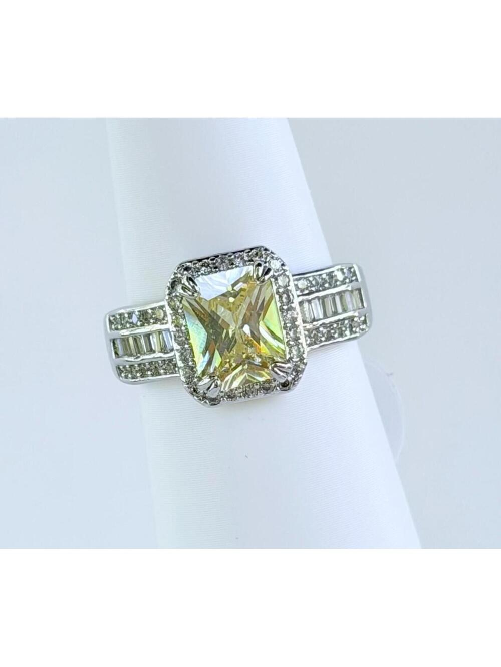 Bomb Party Ring Sz 8 RBP6689 "It’s Destiny" Lemon CZ on Rhodium